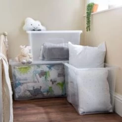 B&M Large Storage Box With Lid 110L - Clear -Home Improvement Store 284861 110l storage box with lid clear 5