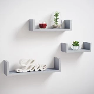 Lokken Set Of 3 Shelves - Grey 3 Lokken Set Of 3 Shelves - Grey