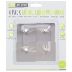 B&M Metal Adhesive Hooks 4pk - Square -Home Improvement Store 332165 metal hooks 4pk square