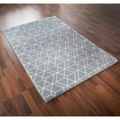 Geo Microplush Rug 110 X 160cm - Grey