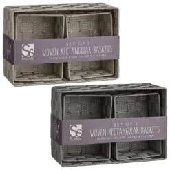 B&M Woven Storage Baskets 3pk - Silver -Home Improvement Store 365979 365978 3pk woven baskets group