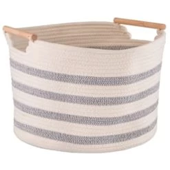 B&M Rhodes Striped Basket - Cream