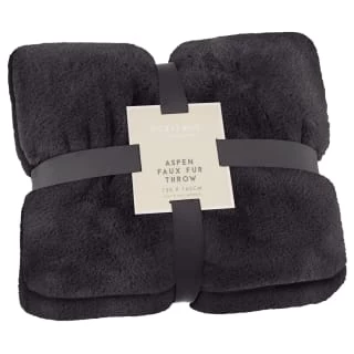 Heritage Collection Aspen Faux Fur Throw - Charcoal 3 Heritage Collection Aspen Faux Fur Throw - Charcoal