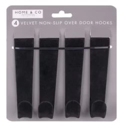 B&M Velvet Overdoor Hooks 4pk - Black -Home Improvement Store 383665 4 velvet non slip over door hooks black