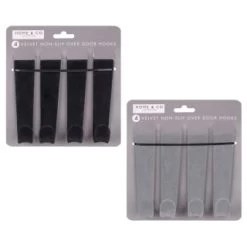 B&M Velvet Overdoor Hooks 4pk - Black -Home Improvement Store 383665 4 velvet non slip over door hooks main