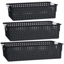 B&M Set Of Three Storage Baskets - Black -Home Improvement Store 384207 3pk storage boxes black 3