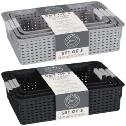 B&M Set Of Three Storage Baskets - Black -Home Improvement Store 384207 3pk storage boxes main