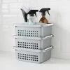 Set Of 3 Storage Stacking Baskets - Grey