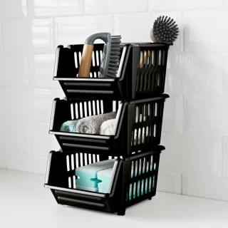 3 Tier Storage Baskets - Black 3 3 Tier Storage Baskets - Black