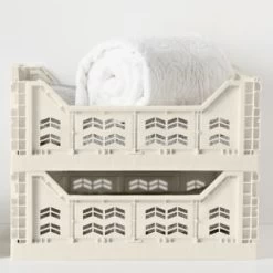 Midi Stacking Fold Flat Crate 30.6 X 20.5 X 12.6cm - Cream -Home Improvement Store 384970 384974 384975 home essentials midi stacking fold flat crate main