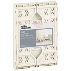 Midi Stacking Fold Flat Crate 30.6 X 20.5 X 12.6cm - Cream -Home Improvement Store 384974 home essentials midi stacking fold flat crate cream