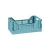 Mini Stacking Fold Flat Crate 22.2 X 15 X 8.7cm - Teal -Home Improvement Store 384982 home essebtials mini stacking fold flat crate soft teal 2