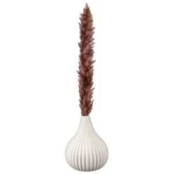 B&M Pink Pampas In Ribbed Vase