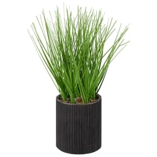 B&M Artificial Grass In Black Rattan Pot 3 B&M Artificial Grass In Black Rattan Pot