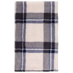 Simply Everyday Check Sherpa Throw - Navy -Home Improvement Store 388694 navy check sherpa throw 2