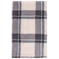 Simply Everyday Check Sherpa Throw - Grey -Home Improvement Store 388697 grey check sherpa throw 2