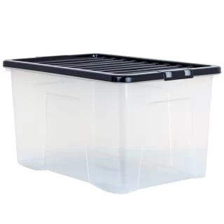 B&M Large Clear Storage Box With Lid 60L - Black 3 B&M Large Clear Storage Box With Lid 60L - Black