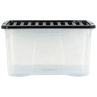 B&M Large Clear Storage Box With Lid 60L - Black 4 B&M Large Clear Storage Box With Lid 60L - Black - Image 2