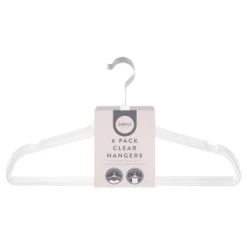 B&M Adult Clear Plastic Hanger 6pk