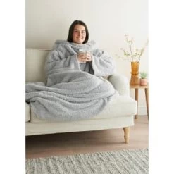 Home Essentials Teddy TV Blanket - Silver -Home Improvement Store 393423 home essentials teddy tv blanket silver