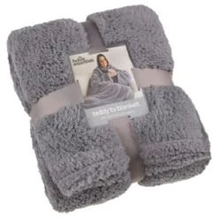 Home Essentials Teddy TV Blanket - Charcoal