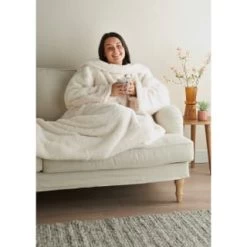 Home Essentials Teddy TV Blanket - Cream -Home Improvement Store 393427 home essentials teddy tv blanket cream