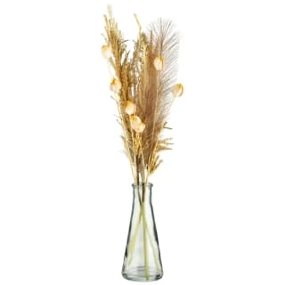 B&M Pampas & Leaf In Glass Vase 3 B&M Pampas & Leaf In Glass Vase