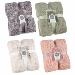 B&M Simply Two Tone Teddy Throw - Natural -Home Improvement Store 394924 394926 394927 394928 simply plain teddy throw group 2