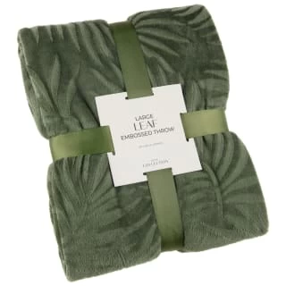 Large Leaf Embossed Green Throw 3 Large Leaf Embossed Green Throw