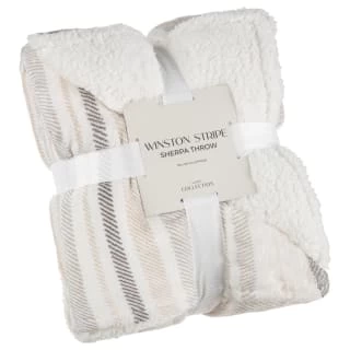 Winston Grey Stripe Sherpa Throw 3 Winston Grey Stripe Sherpa Throw