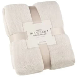 Large Cream Fleece Throw