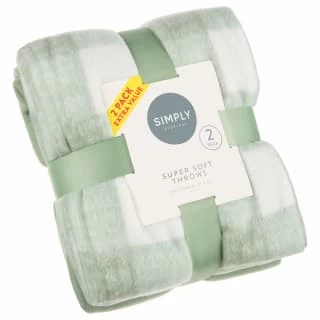 Simply Sage & Gingham Polar Fleece Throw 2pk 3 Simply Sage & Gingham Polar Fleece Throw 2pk