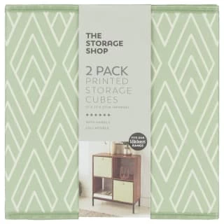 Lokken Printed Storage Cubes 2pk - Sage Diamond 5 Lokken Printed Storage Cubes 2pk - Sage Diamond - Image 3