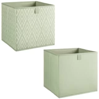 Lokken Printed Storage Cubes 2pk - Sage Diamond 6 Lokken Printed Storage Cubes 2pk - Sage Diamond - Image 4