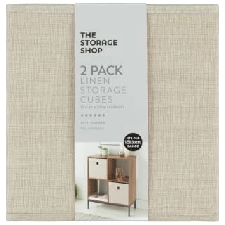 Lokken Linen Storage Cubes 2pk - Natural 4 Lokken Linen Storage Cubes 2pk - Natural - Image 2