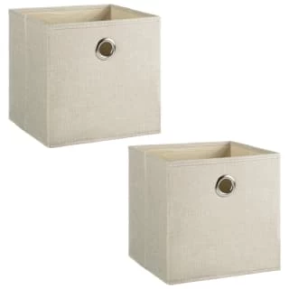 Lokken Linen Storage Cubes 2pk - Natural 5 Lokken Linen Storage Cubes 2pk - Natural - Image 3