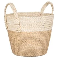 B&M White Bottom 2 Tone Wicker Basket