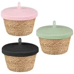 B&M Kendall Basket With Lid - Black -Home Improvement Store 395974 395975 395976 kendall basket with lid group 2