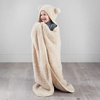 Simply Kids Hooded Sherpa Blanket - Natural 3 Simply Kids Hooded Sherpa Blanket - Natural
